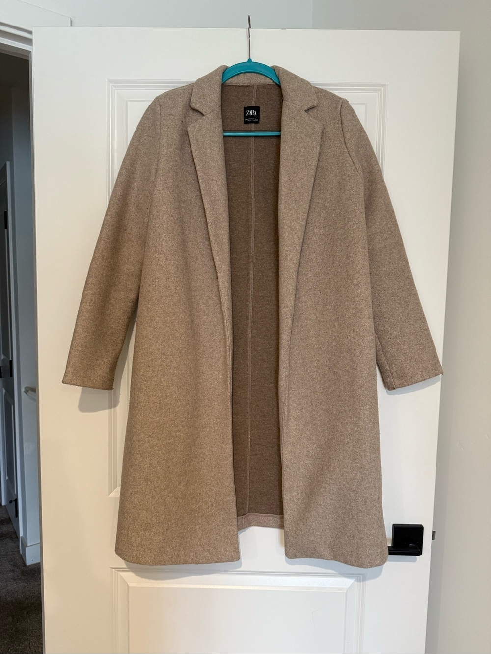 Zara Taupe Open-Front Coat Women’s Size Medium with Pockets